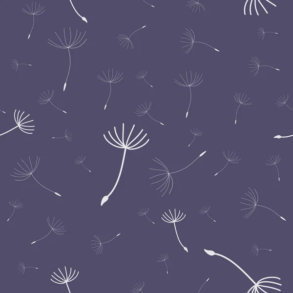 夜の空を飛んでいるタンポポの種子 — ストックベクタ