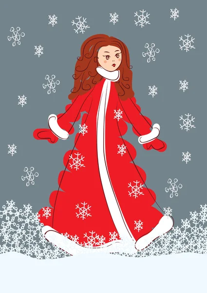 Santa chica vector ilustración — Vector de stock