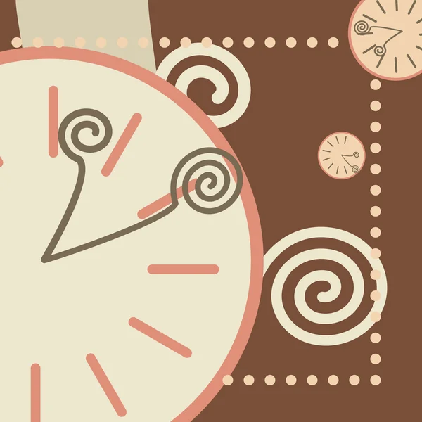 Fondo de chocolate con reloj redondo y flechas — Vector de stock