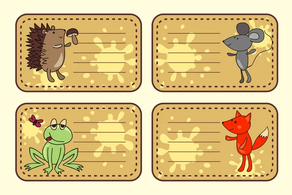 Drôle animaux tags collection — Image vectorielle