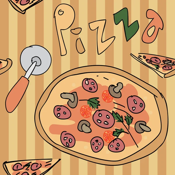 Patrón sin costura de pizza — Vector de stock