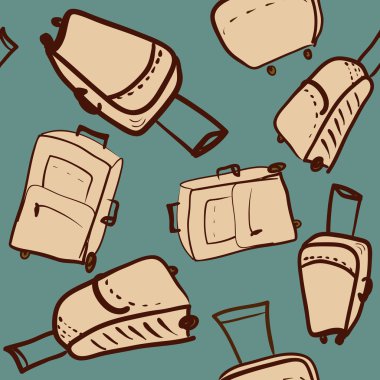 seamless modeli ile farklı bavul el çizimi ve seyahat