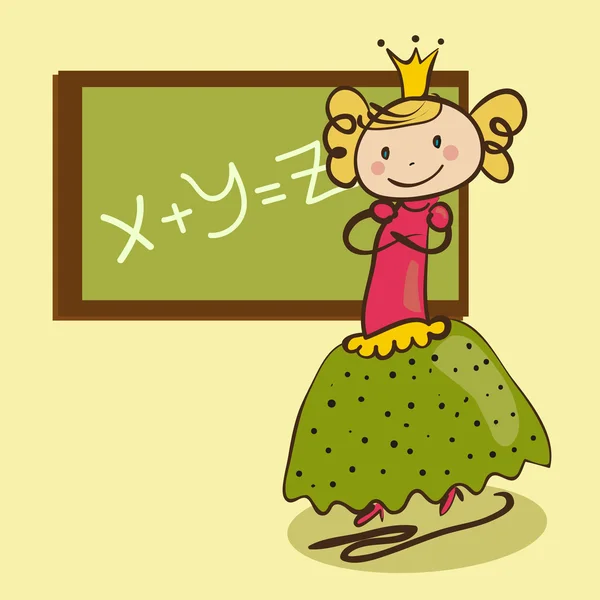 Little cute princess near the classboard — Stock Vector