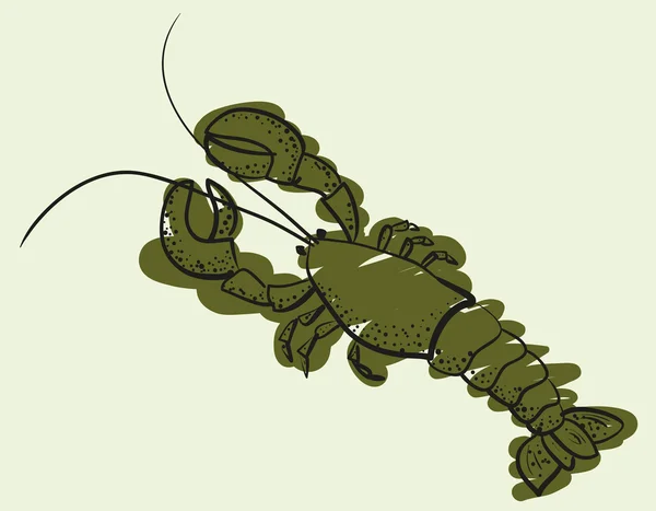Esboço de uma grande ilustração de vetor de lagosta verde — Vetor de Stock