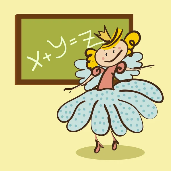 Little fairy meets a lesson from the school board — Stock Vector