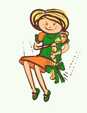 sevimli küçük kız teeterboard üzerinde