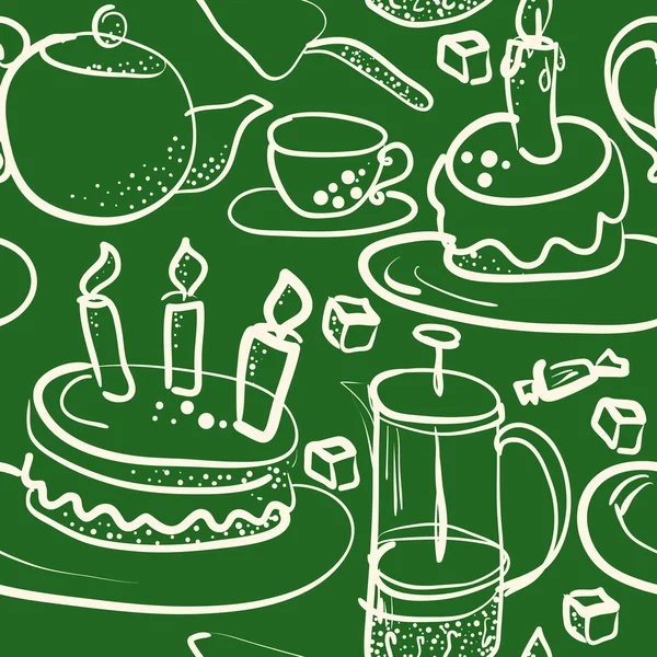 Fiesta de té patrón sin costura — Archivo Imágenes Vectoriales