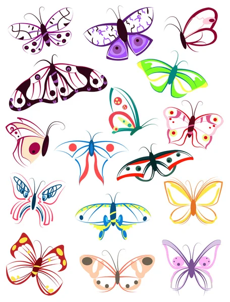 The outlines of butterflies — Stock Vector