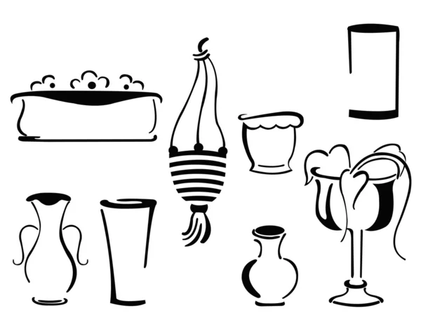 Flower pots and vase — Stock Vector