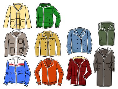 Set of men's jackets clipart
