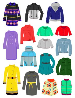 Autumn jackets and raincoats clipart