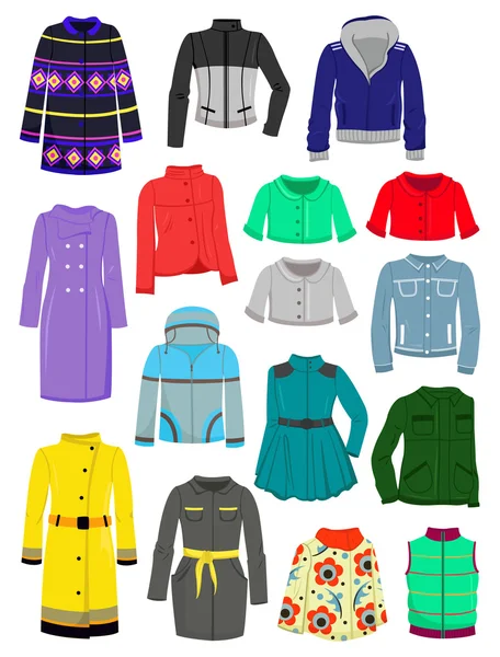Autumn jackets and raincoats — Stock Vector