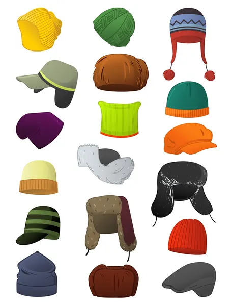 Male winter hats — Stock Illustration Male winter hats Stock Illustration