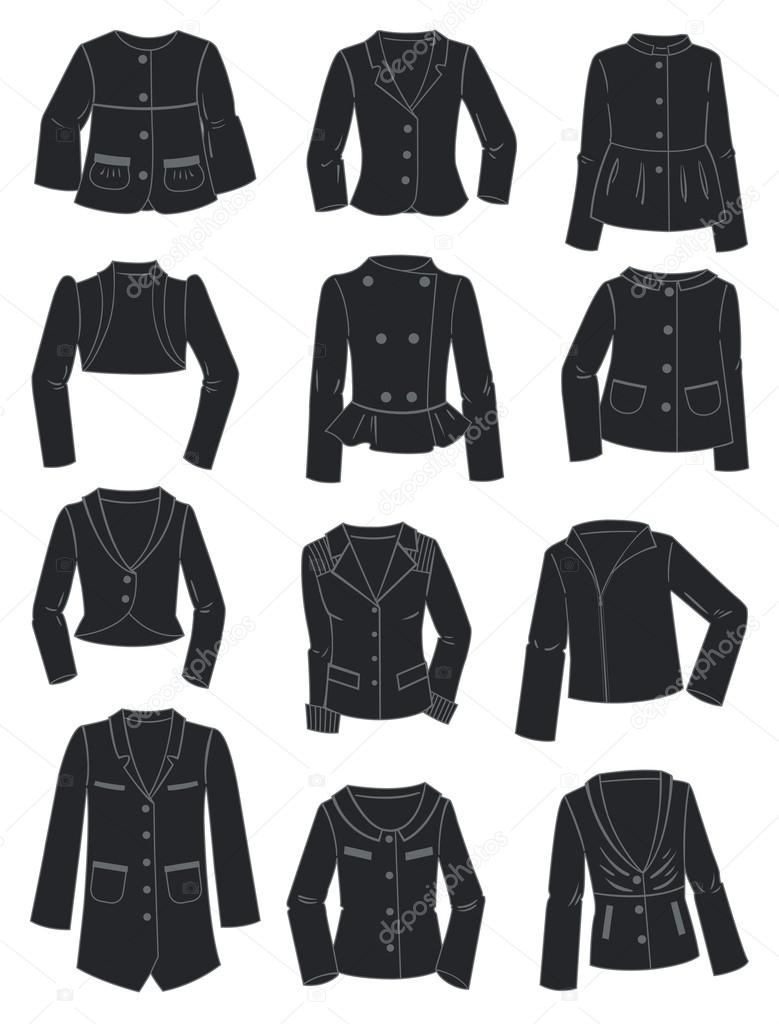 Silhouettes of women's jackets