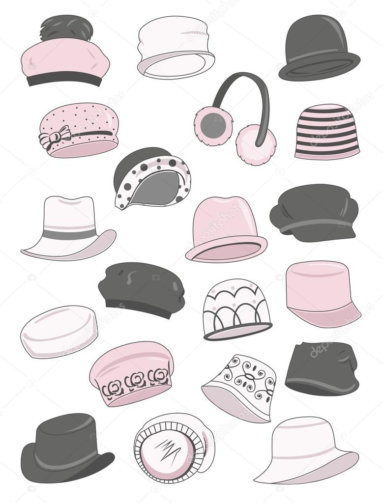 Set of female hats