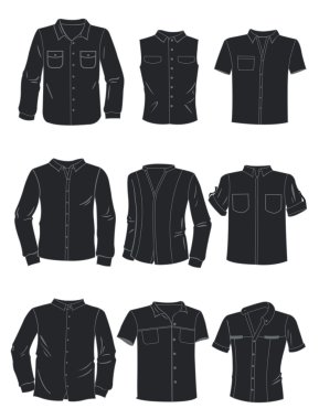 Silhouettes of men's shirts clipart