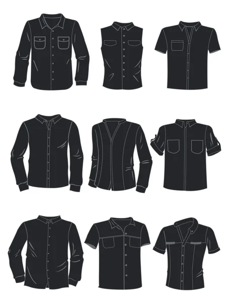 Silhouettes of men's shirts — Stock Vector