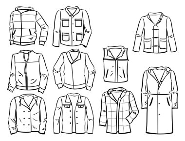 Contours of men's jackets clipart