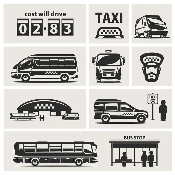 Набор услуг такси — стоковый вектор