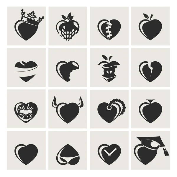 Conjunto de símbolo corazón, vector — Archivo Imágenes Vectoriales