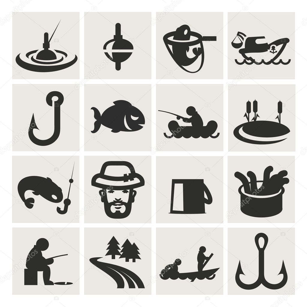 Set of icons. fishing