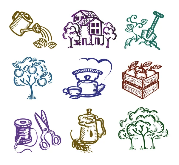Un set di icone. Illustrazione dell'autore in vettoriale — Vettoriale Stock
