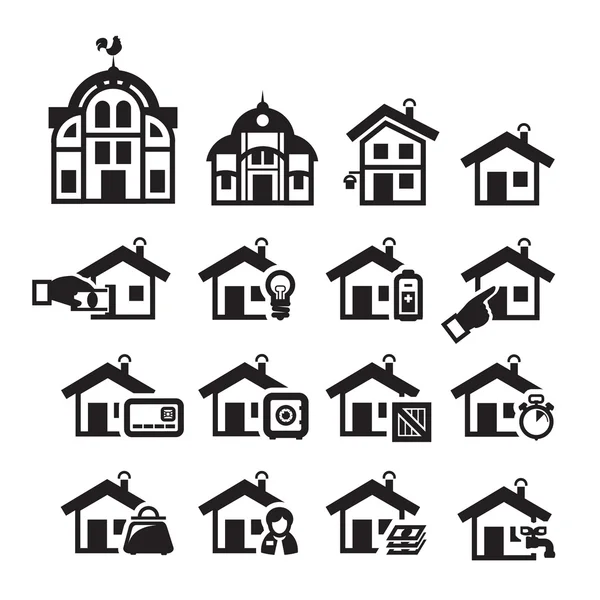 Iconos de casa. Ilustración vectorial — Vector de stock