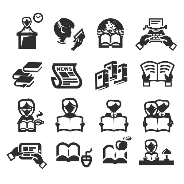 Iconos set literature — Vector de stock