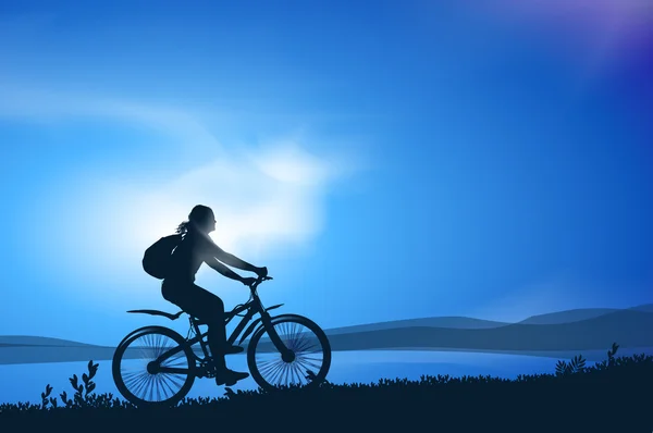 自転車に乗ること。ベクトル イラスト — ストックベクタ