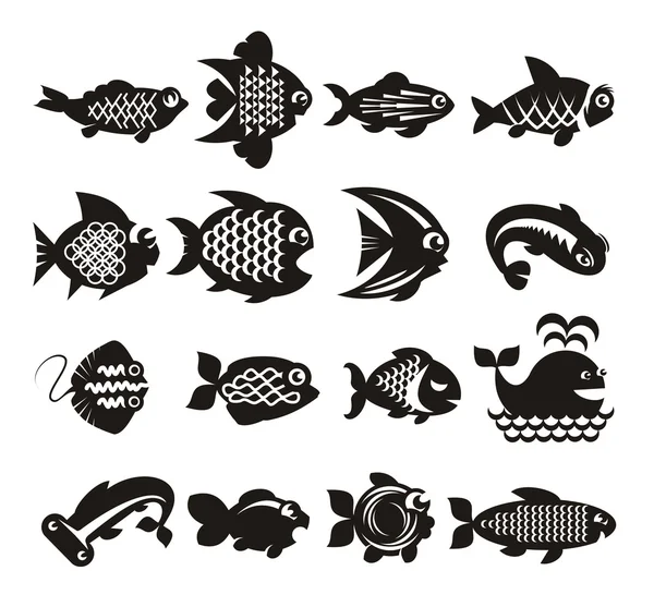 Conjunto de iconos de pescado — Archivo Imágenes Vectoriales