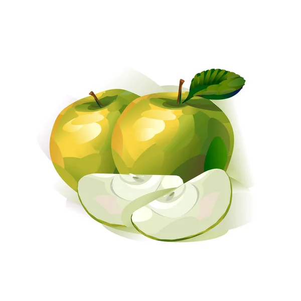 Manzana verde — Vector de stock