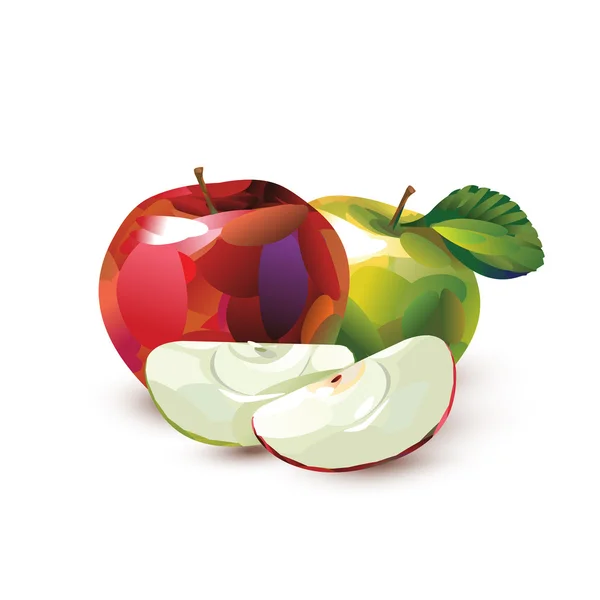 Green and red apple. Vector format — Stock Vector