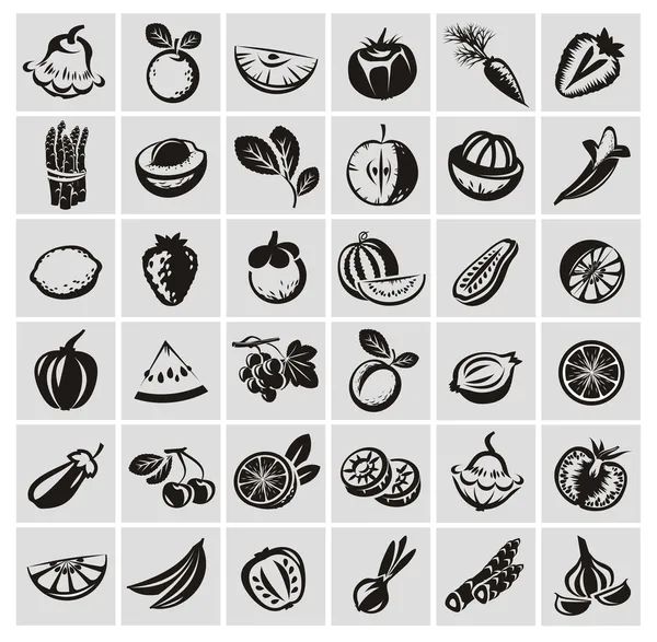 Légumes et fruits icônes — Image vectorielle