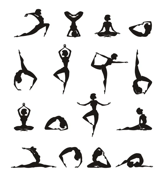 Yoga. Silhouette of girl — Stock Vector