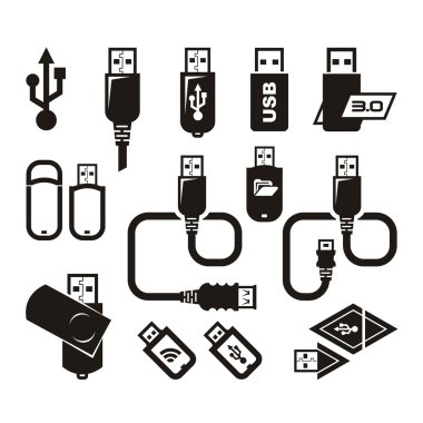 USB simgeler. Vektör formatında