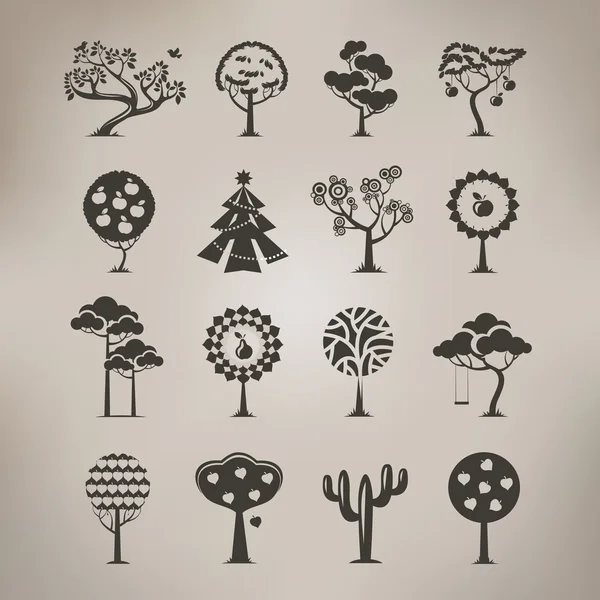 Tree symbols. Vector format — Stock Vector