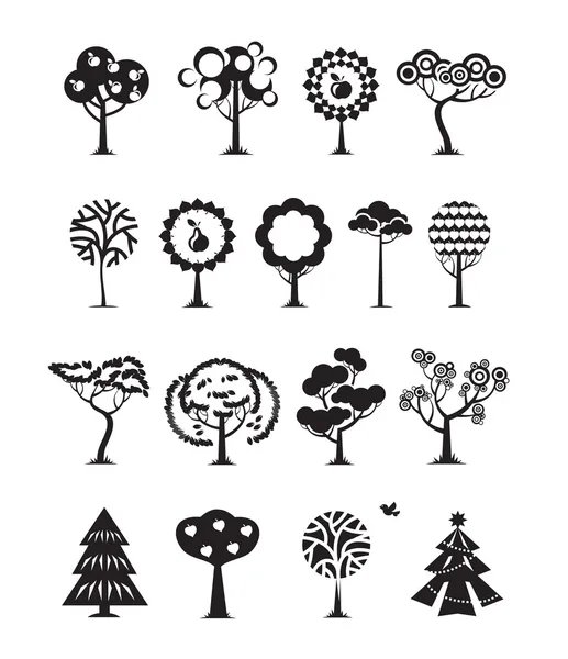 Tree icons. Vector format — Stock Vector