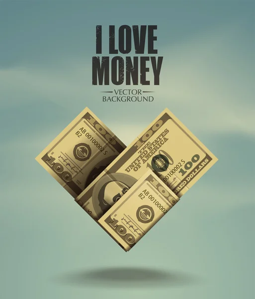 Heart. I love money. Vector format — Stock Vector