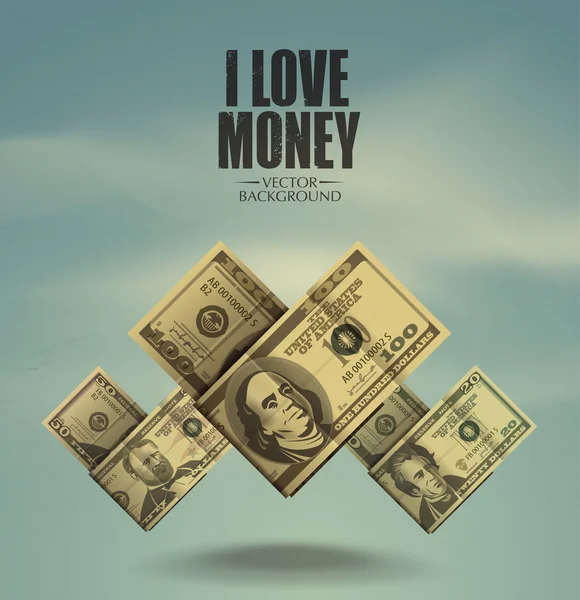 I love money. Dollars format — Zdjęcie stockowe