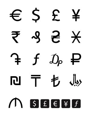 Сurrency symbols. Vector format clipart