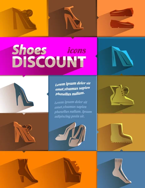 Schoenen korting pictogrammen. Vector formaat — Stockvector