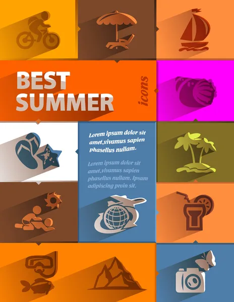 Meilleures icônes d'été. Format vectoriel — Image vectorielle