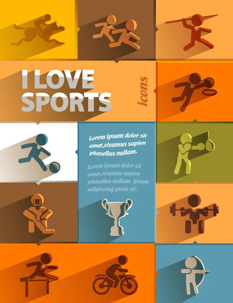 Me encantan los iconos del deporte. Formato vectorial — Archivo Imágenes Vectoriales