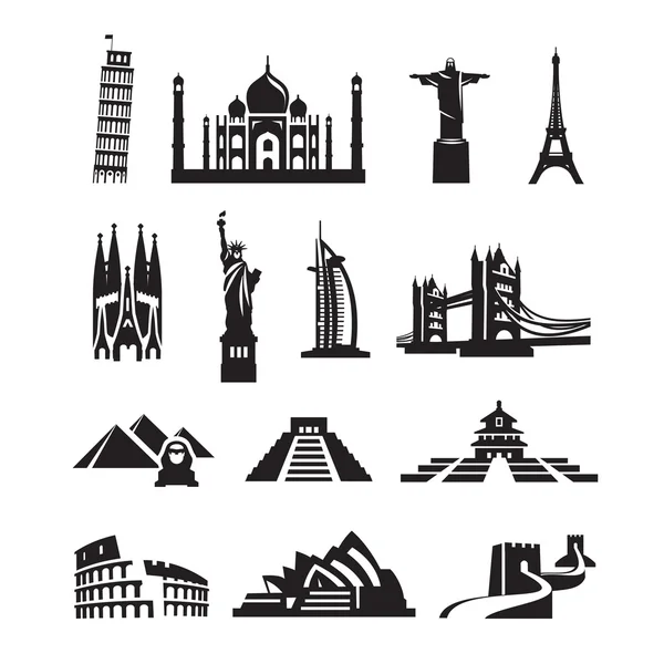 World sights icons. Vector format — Stock Vector