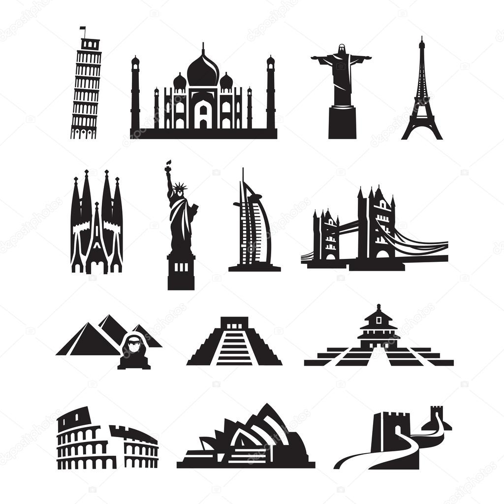 World sights icons. Vector format