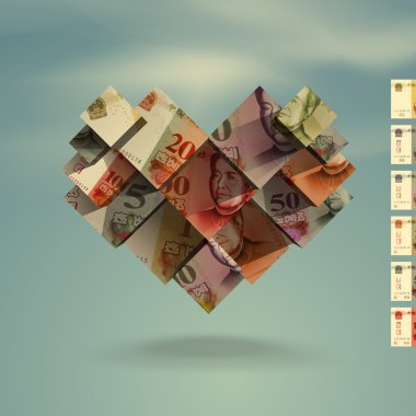 kalp. Yuan. Vektör formatında
