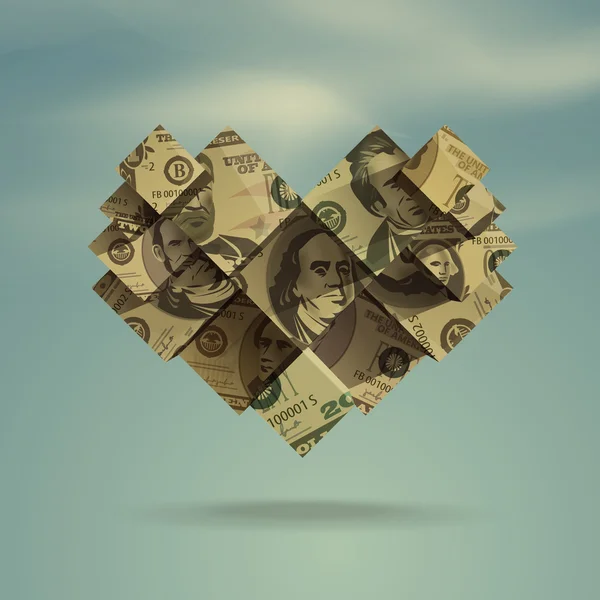Сердце. Доллар. Вектор — стоковый вектор