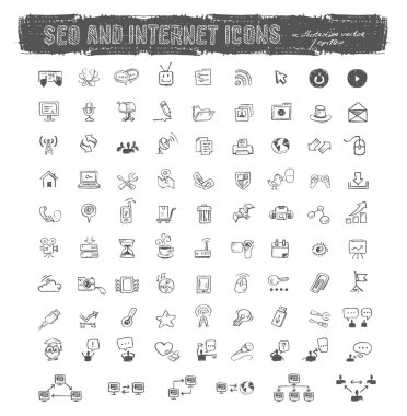SEO ve internet simgeler. Vektör formatında