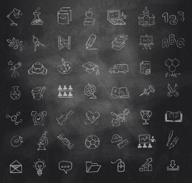 Eğitim simgeler kümesi. Vektör formatında