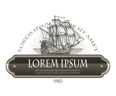 yelkenli gemi. Vektör formatında